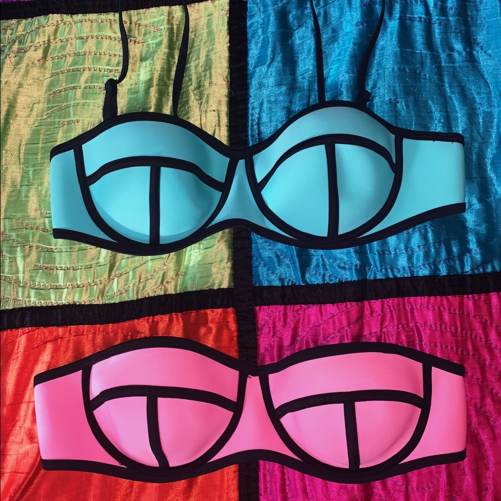 Neon Pink and Blue Bikini Tops